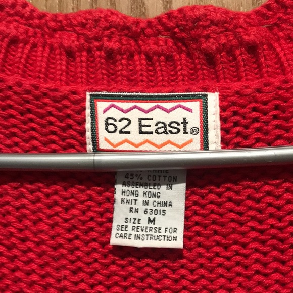 62 East M Heavy Knit Sweater Embroidered Vintage - Picture 3 of 13